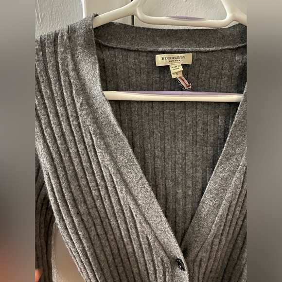 Burberry Black Ribbed 100% Cashmere Cardigan Size Small Women’s - Picture 8 of 8